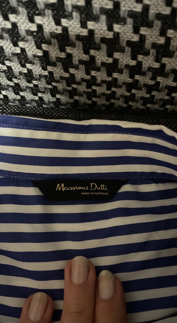 Uzun Kollu Mavi Çizgili Kadın Gömlek - Görsel 2