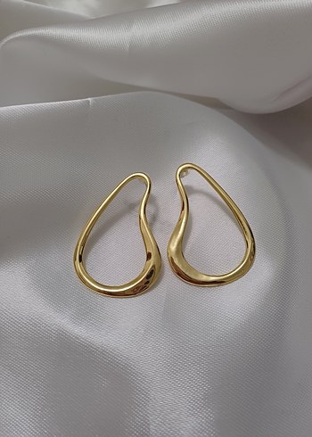 Gold Oval Küpe - Görsel 2