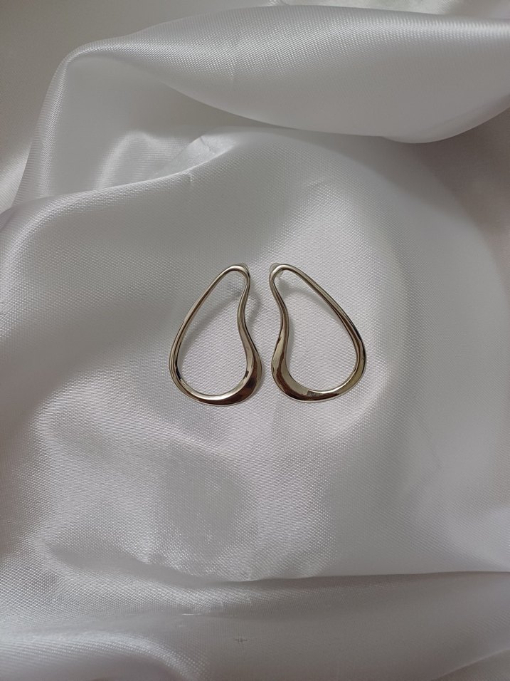 Silver Oval Küpe - Görsel 2