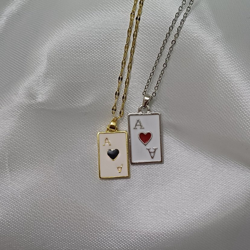 Gold Çelik İskambil Şans Kolyesi - Görsel 2