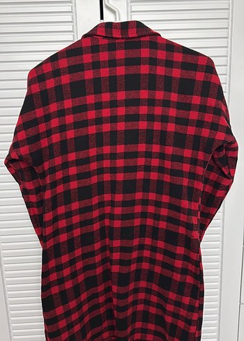 Kırmızı Ekose Düğmeli Kadın Gömlek - Görsel 2