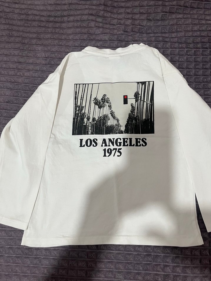 Beyaz Baskılı Uzun Kollu Kız Tişörtü - Görsel 4