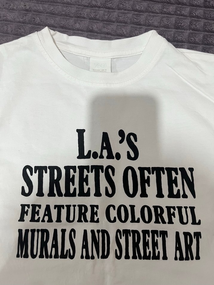 Beyaz Baskılı Uzun Kollu Kız Tişörtü - Görsel 2