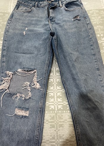 Gri Renkli Bol Kesim Kadın Kot Pantolon - Görsel 2