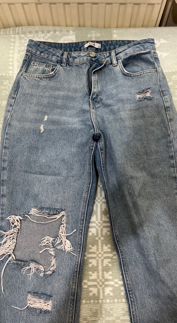 Gri Renkli Bol Kesim Kadın Kot Pantolon - Görsel 3