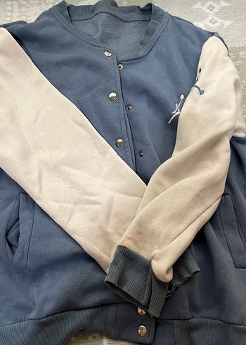 Uzun Kollu Düğmeli Mavi Kadın Ceket - Görsel 4