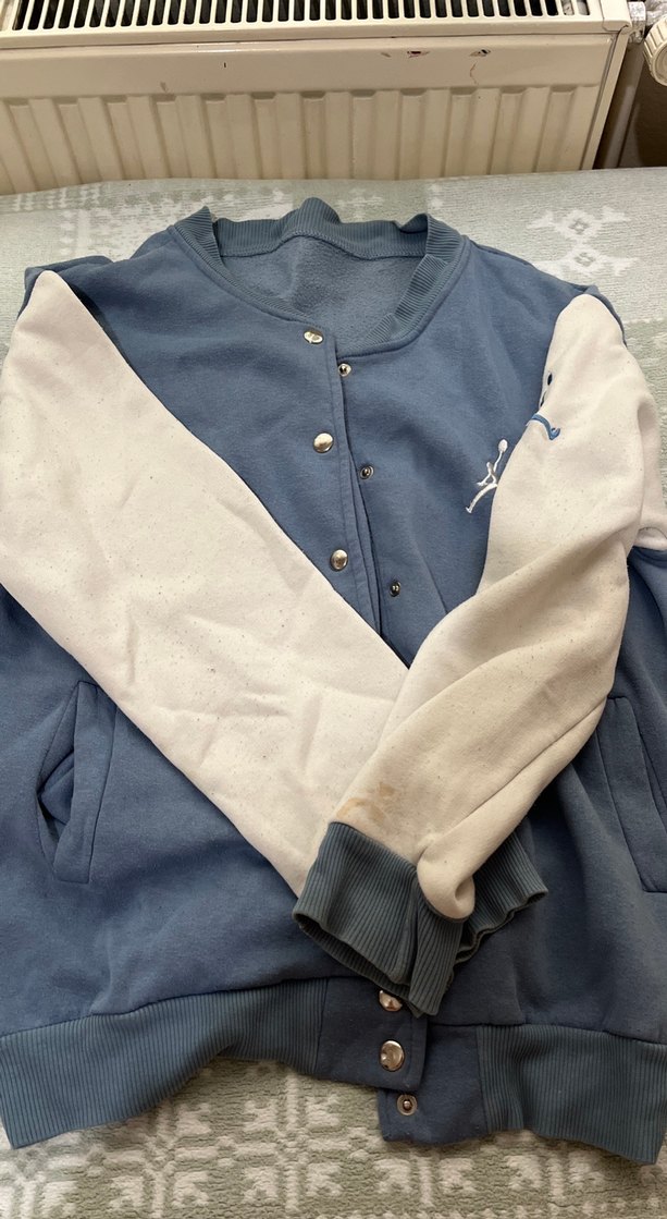 Uzun Kollu Düğmeli Mavi Kadın Ceket - Görsel 5