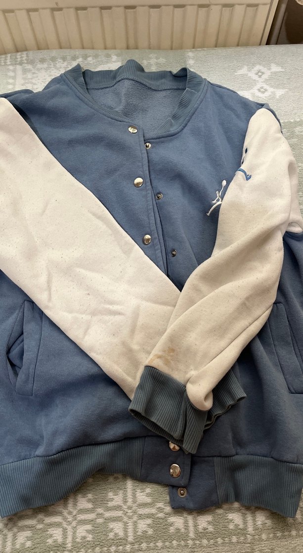 Uzun Kollu Düğmeli Mavi Kadın Ceket - Görsel 4