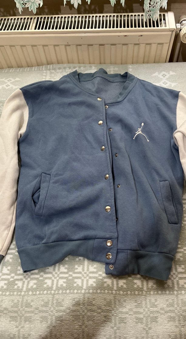 Uzun Kollu Düğmeli Mavi Kadın Ceket - Görsel 2