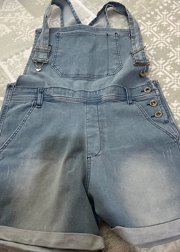 Kızlar için Geniş Kesim Denim Tulum - Görsel 3