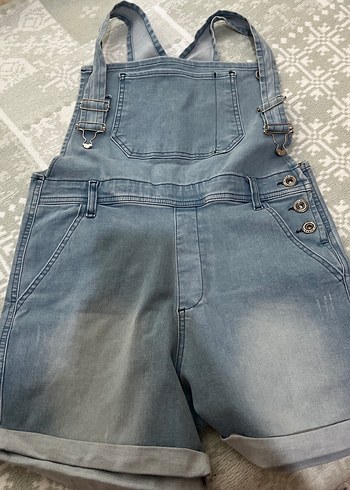 Kızlar için Geniş Kesim Denim Tulum - Görsel 2