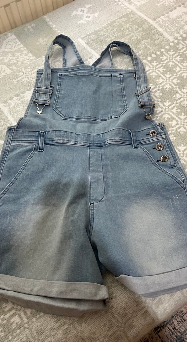 Kızlar için Geniş Kesim Denim Tulum - Görsel 3