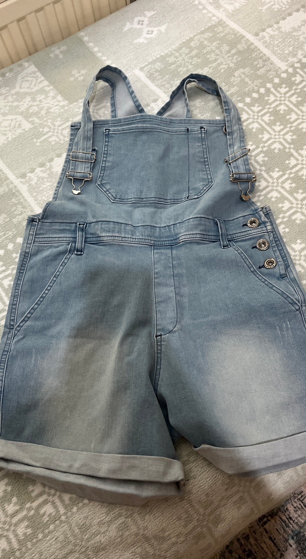 Kızlar için Geniş Kesim Denim Tulum - Görsel 2