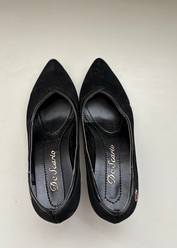 Siyah Kadın Topuklu Kadife Ayakkabı - Görsel 4