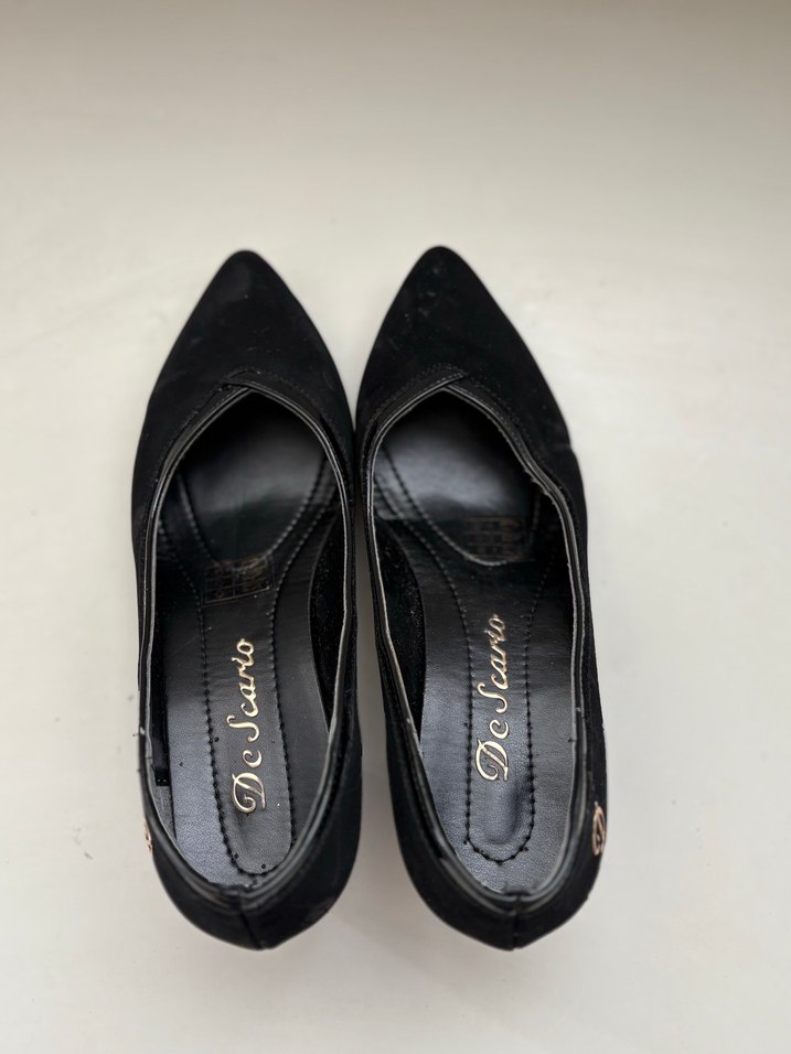 Siyah Kadın Topuklu Kadife Ayakkabı - Görsel 4