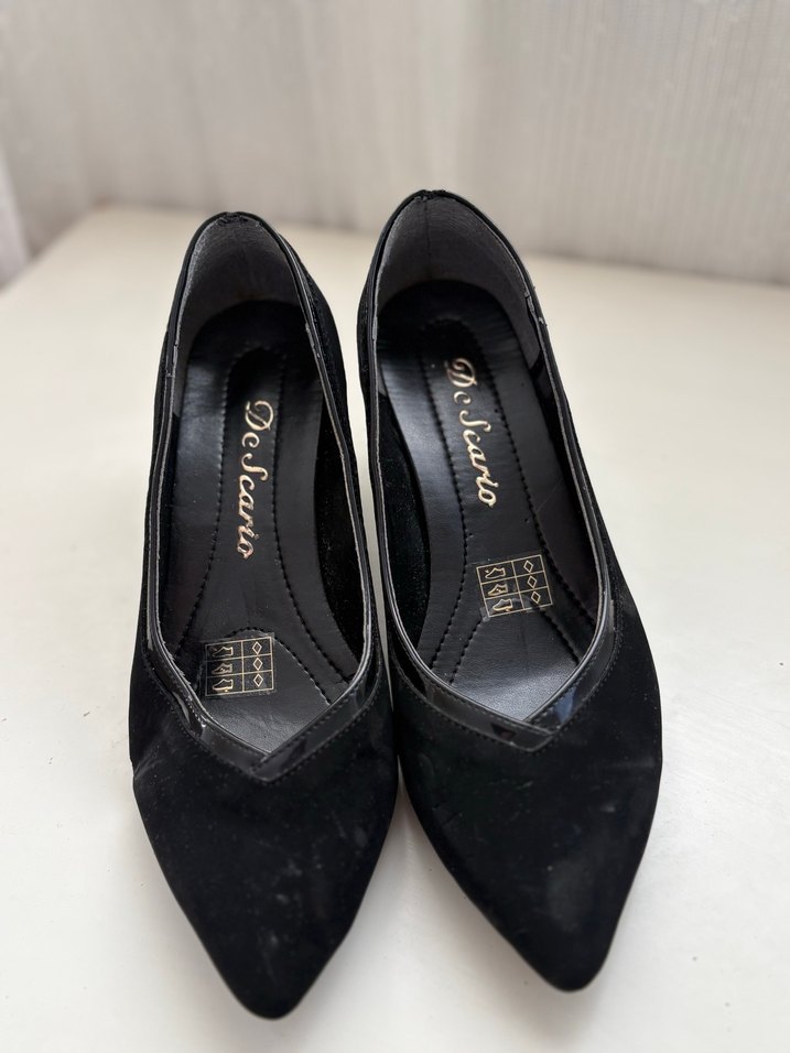 Siyah Kadın Topuklu Kadife Ayakkabı - Görsel 3