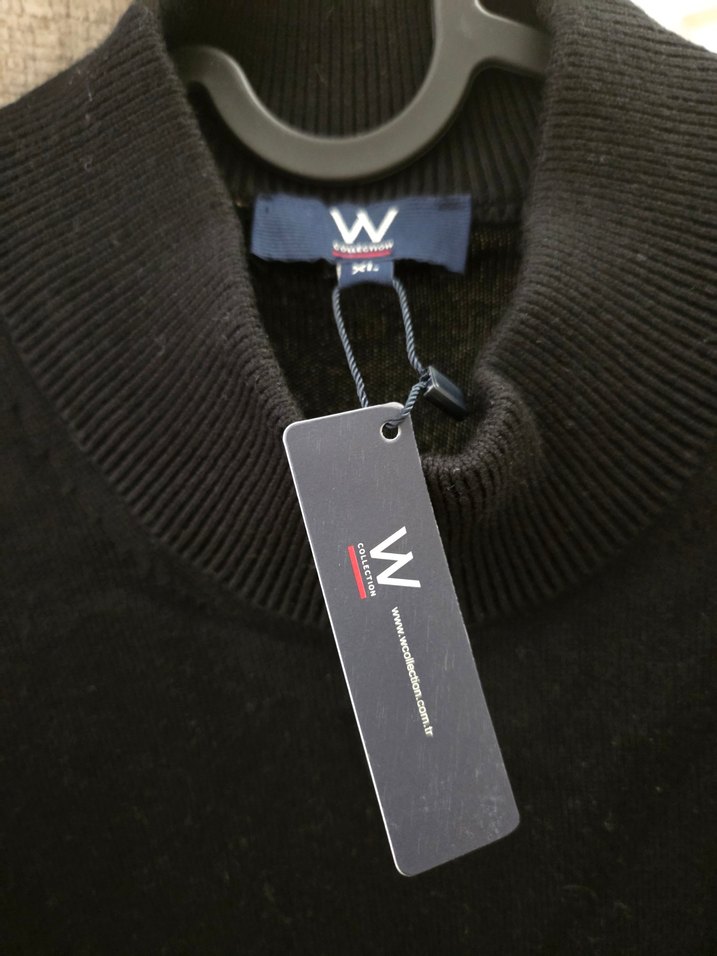 W Collection marka Siyah Yüksek Yakalı Erkek Triko Kazak - Görsel 2