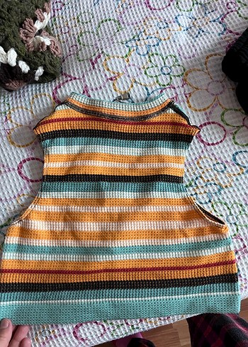 Kız Çocuk Çok Renkli Kolsuz Örgü Yelek - Görsel 2