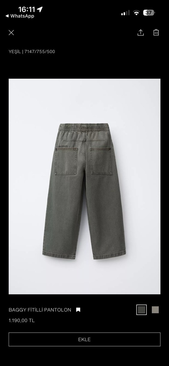 Erkek Çocuk Gri Bol Kesim Kot Pantolon - Görsel 2