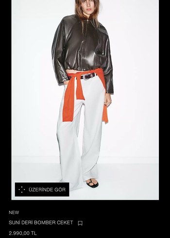 Suni deri bomber ceket - Görsel 2