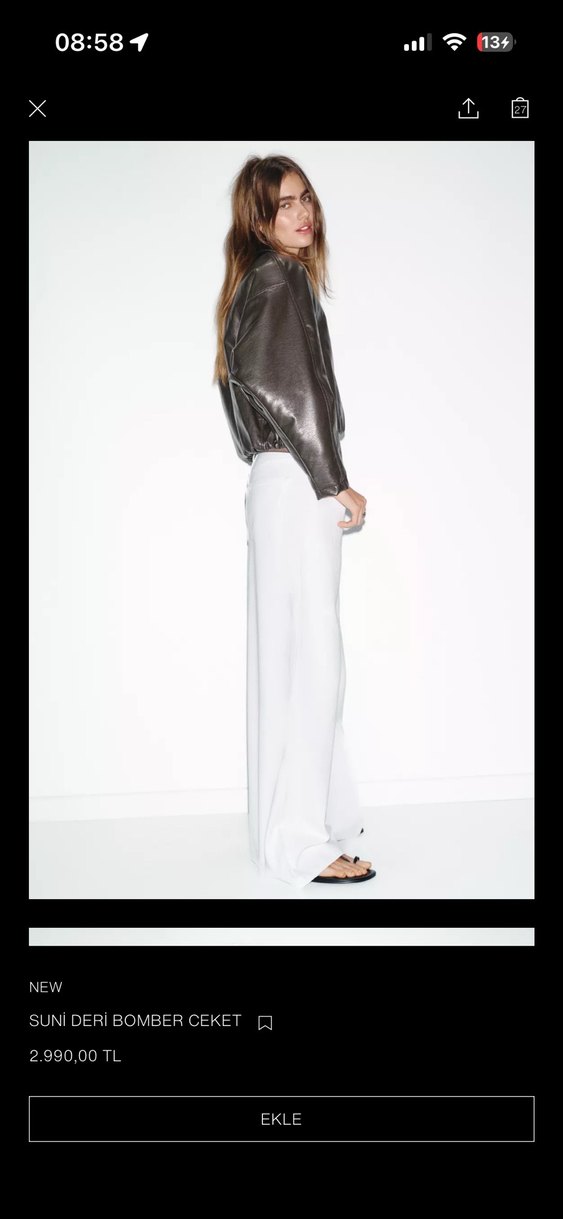 Suni deri bomber ceket - Görsel 3