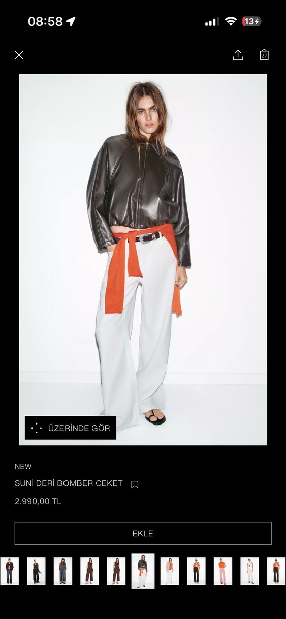 Suni deri bomber ceket - Görsel 2