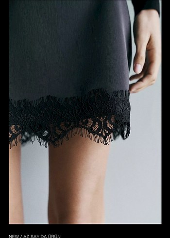 Dantelli Siyah Mini Etek - Görsel 2