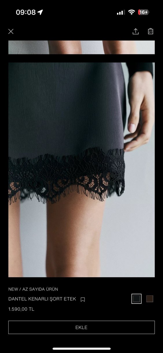 Dantelli Siyah Mini Etek - Görsel 2