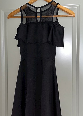 Siyah Straplez Fırfırlı Midi Goth Elbise - Görsel 3