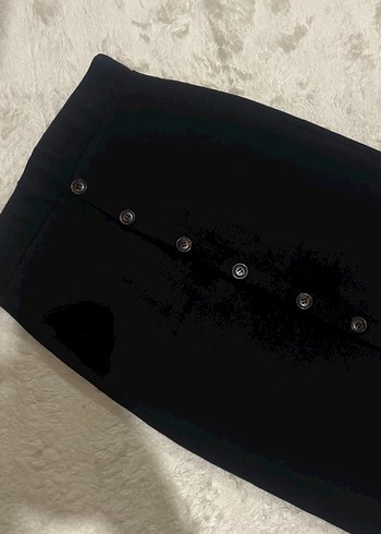 Düğmeli Siyah Midi Hamile Eteği - Görsel 2