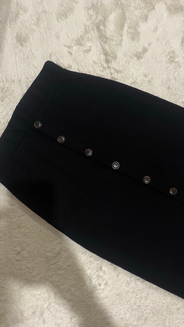 Düğmeli Siyah Midi Hamile Eteği - Görsel 2