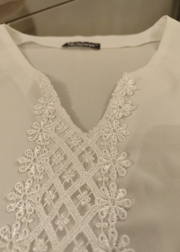 Dantel detaylı güpür bluz - Görsel 4