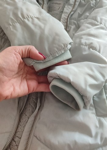 Gri Midi kız çocuk Kışlık mont Kapüşonlu - Görsel 4