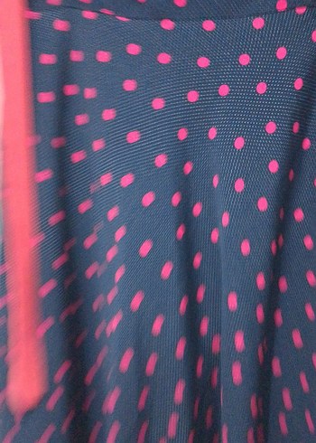 Puantiyeli Pembe Uzun Kadın Etek - Görsel 3