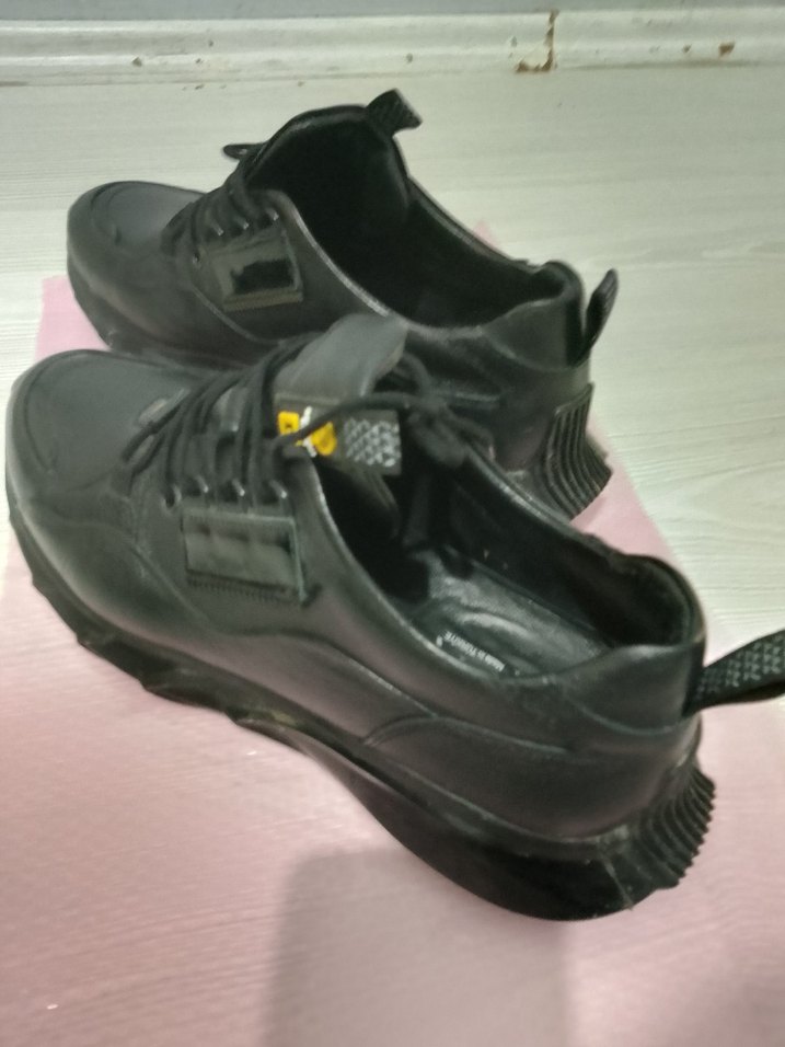 Siyah Bağcıklı deri Erkek Spor Ayakkabı - Görsel 3