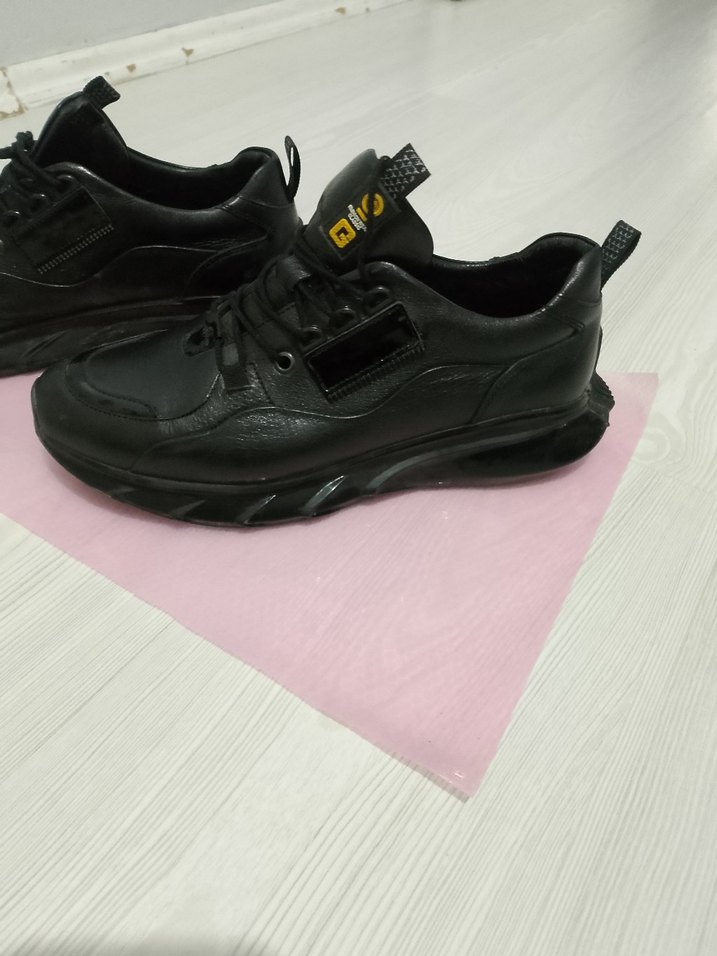 Siyah Bağcıklı deri Erkek Spor Ayakkabı - Görsel 2