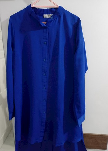 Uzun Kollu Mavi Kadın Tunik - Görsel 2