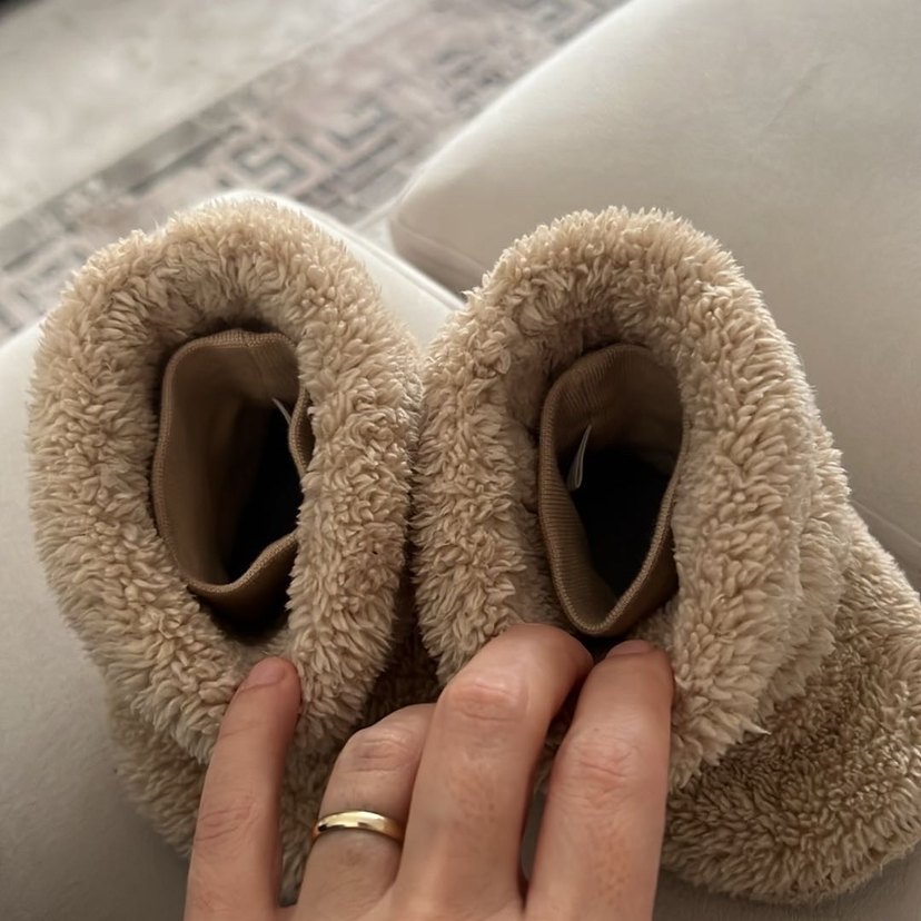 Kızlar için Kahverengi Sıcak Kürklü Terlik - Görsel 3