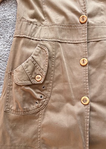 Vintage Bej Kadın Midi Trençkot - Görsel 2