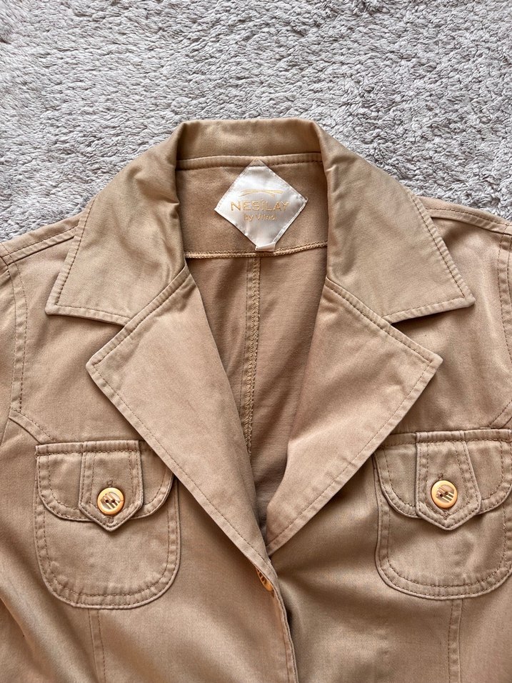 Vintage Bej Kadın Midi Trençkot - Görsel 3