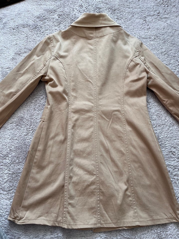 Vintage Bej Kadın Midi Trençkot - Görsel 4