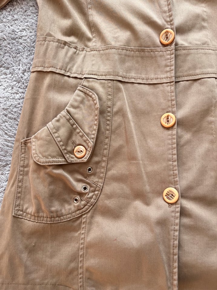 Vintage Bej Kadın Midi Trençkot - Görsel 2