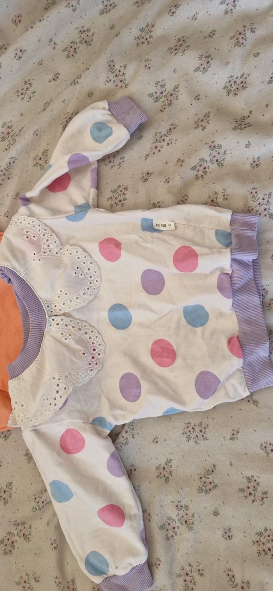 Çiçek Baskılı Düğmeli Pembe Kız Sweatshirt - Görsel 2