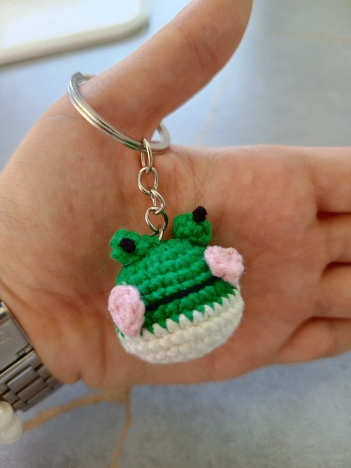 Pembe Örgü Tavşan Anahtarlık - Görsel 2