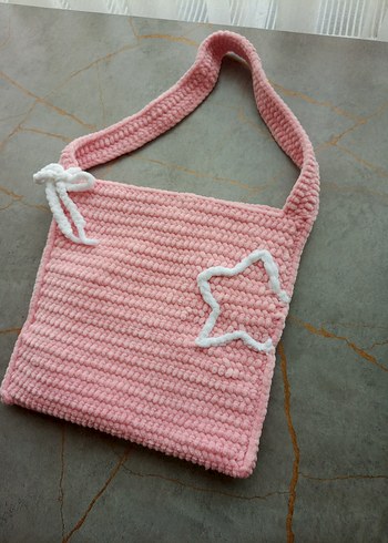 Pembe Örgü Kadın Çanta - Görsel 2