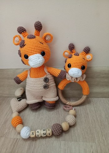 El Örgüsü Zürafa Diş Kaşıyıcı ve Çıngırak Seti - Görsel 2