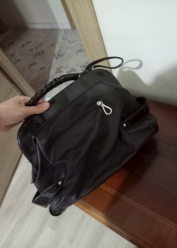 Klasik Siyah Deri Gotik Tokalı Çanta - Görsel 2