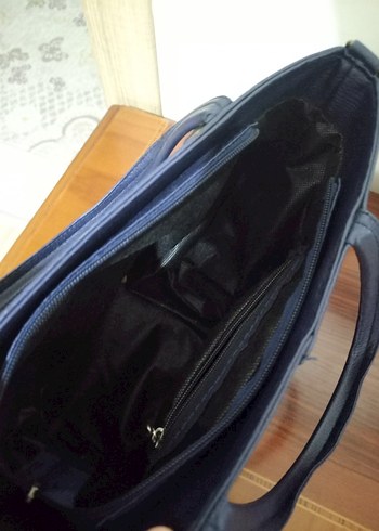 Mavi Deri Kadın Çanta - Modern Klasik - Görsel 2