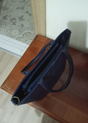 Mavi Deri Kadın Çanta - Modern Klasik - Görsel 3