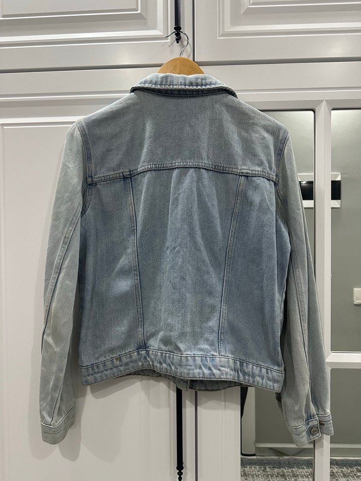 Gri Düğmeli Kadın Denim Ceket - Görsel 3